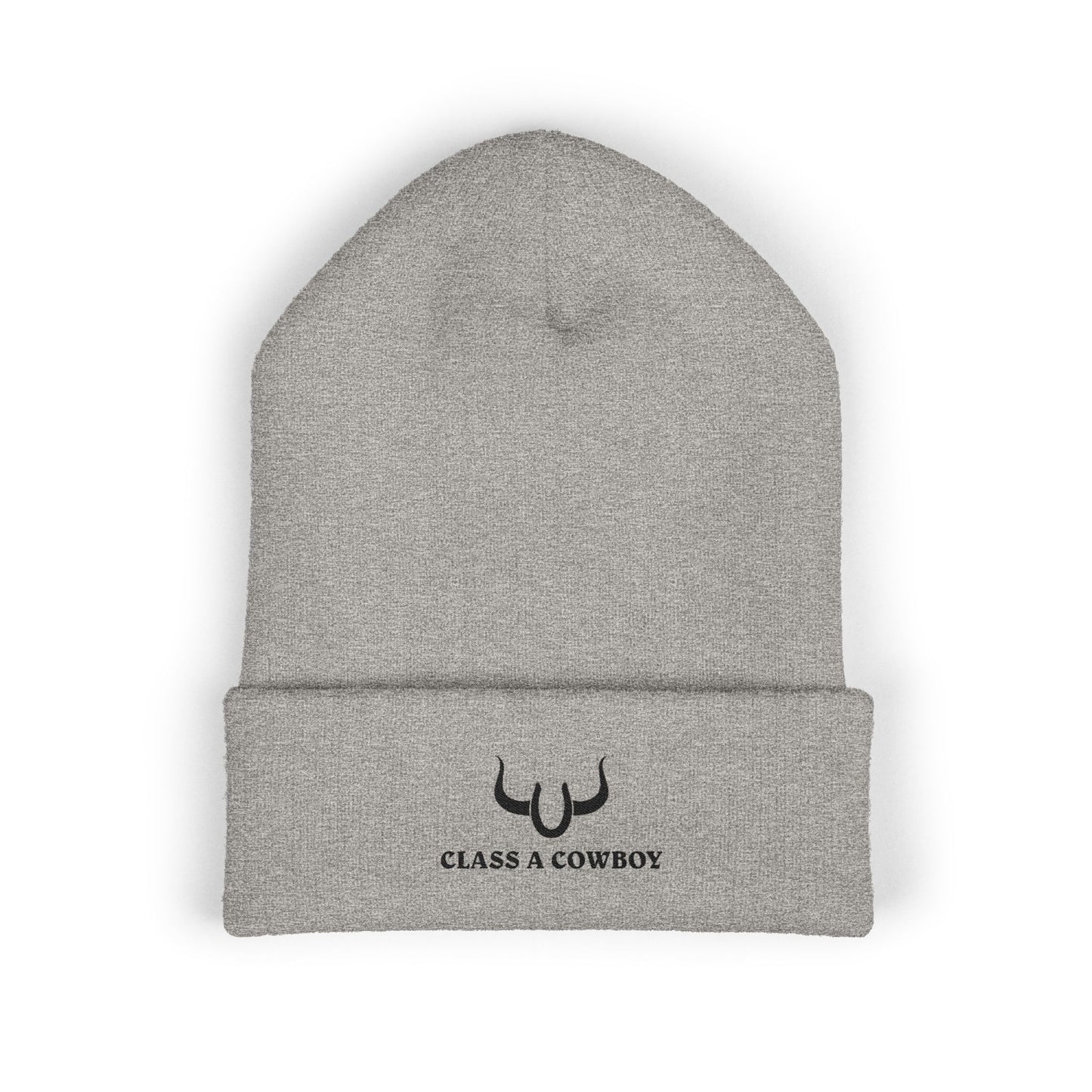 Classic Cuffed Beanie — "Class A Cowboy" Embroidered Western Knit Hat