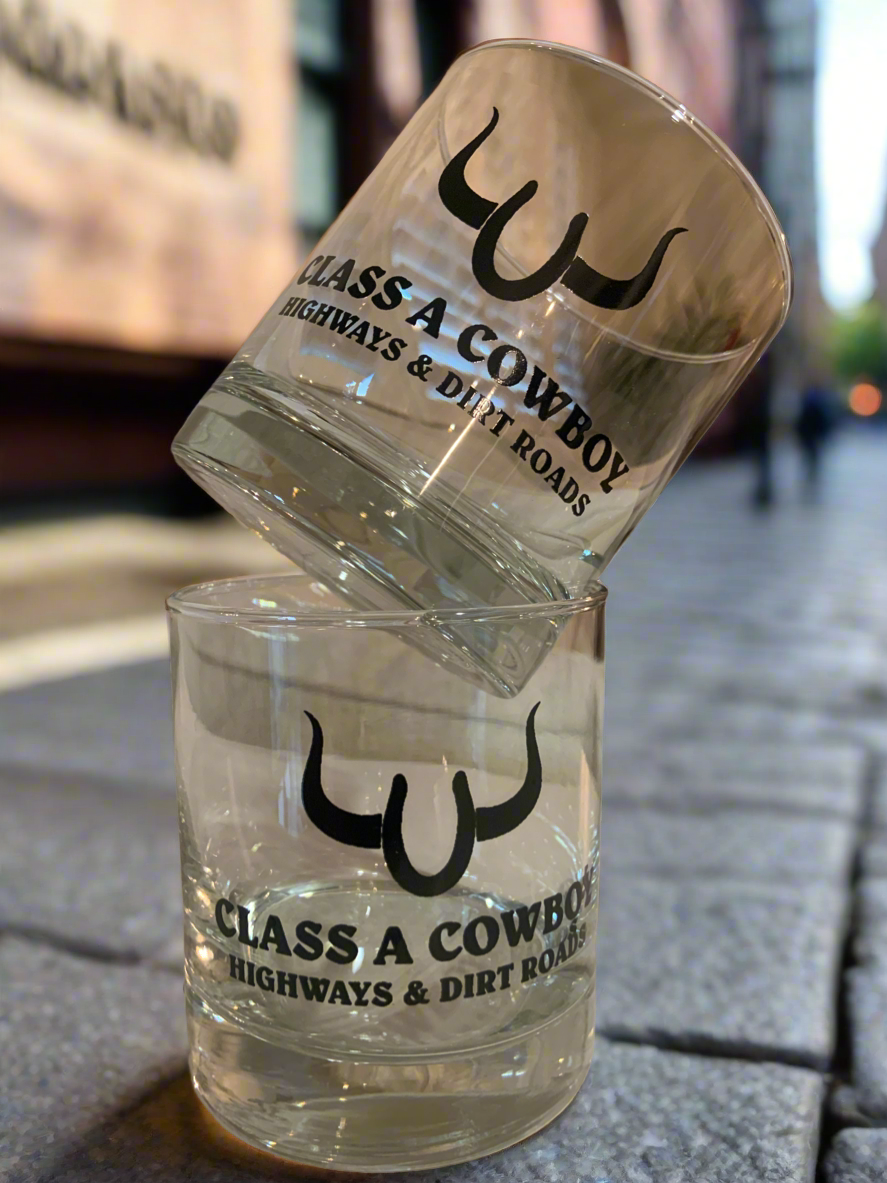 A pair of Class A Cowboy Whiskey Glass (11 oz)