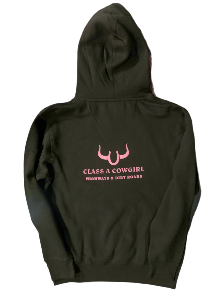 Class A Cowgirl Black with pink logo
