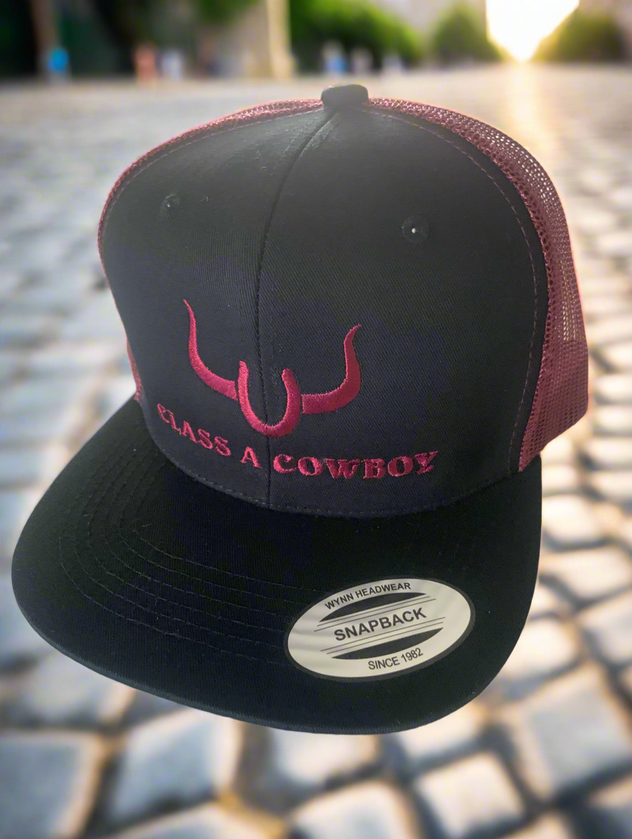 Class A Cowboy Trucker hat black/Burgundy