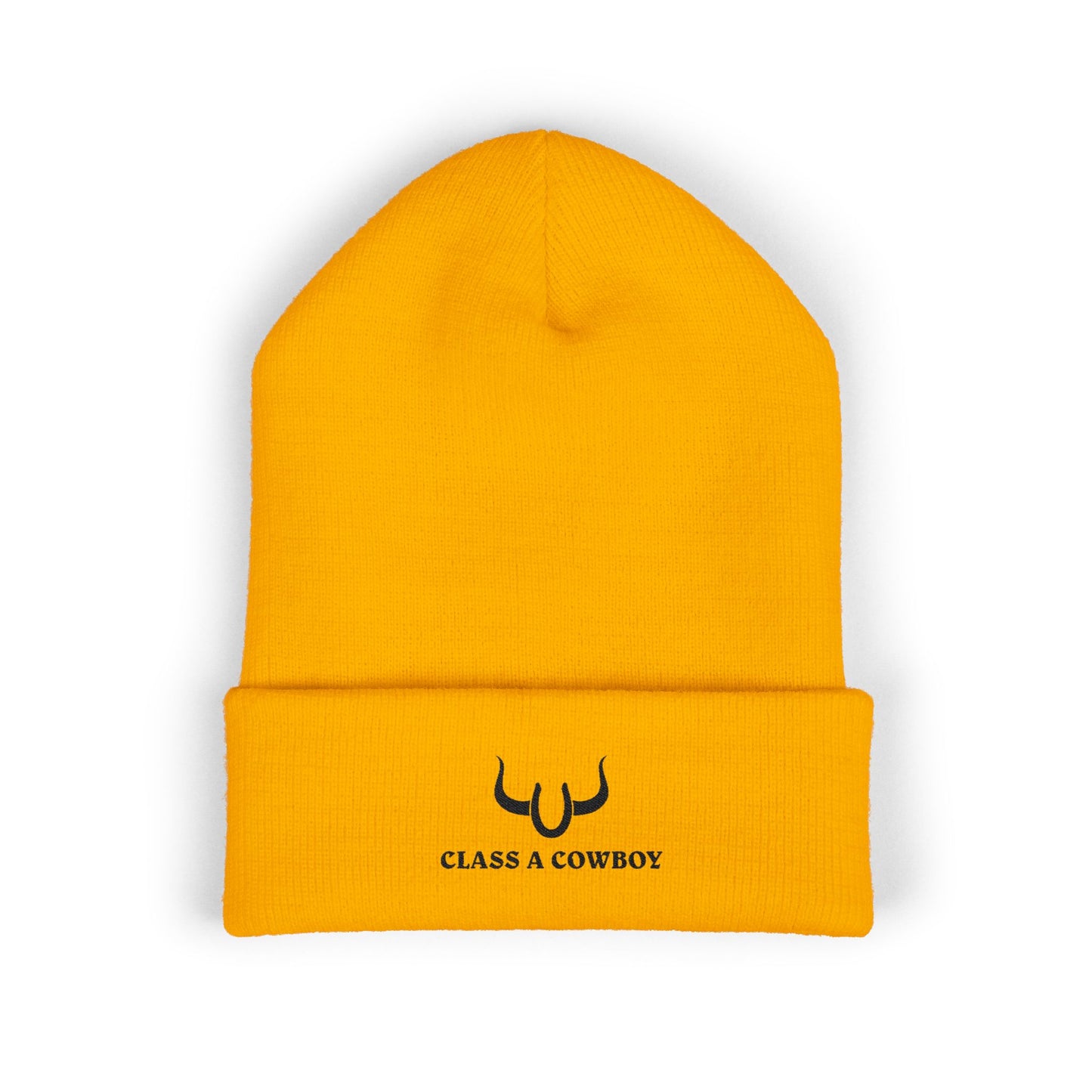 Classic Cuffed Beanie — "Class A Cowboy" Embroidered Western Knit Hat