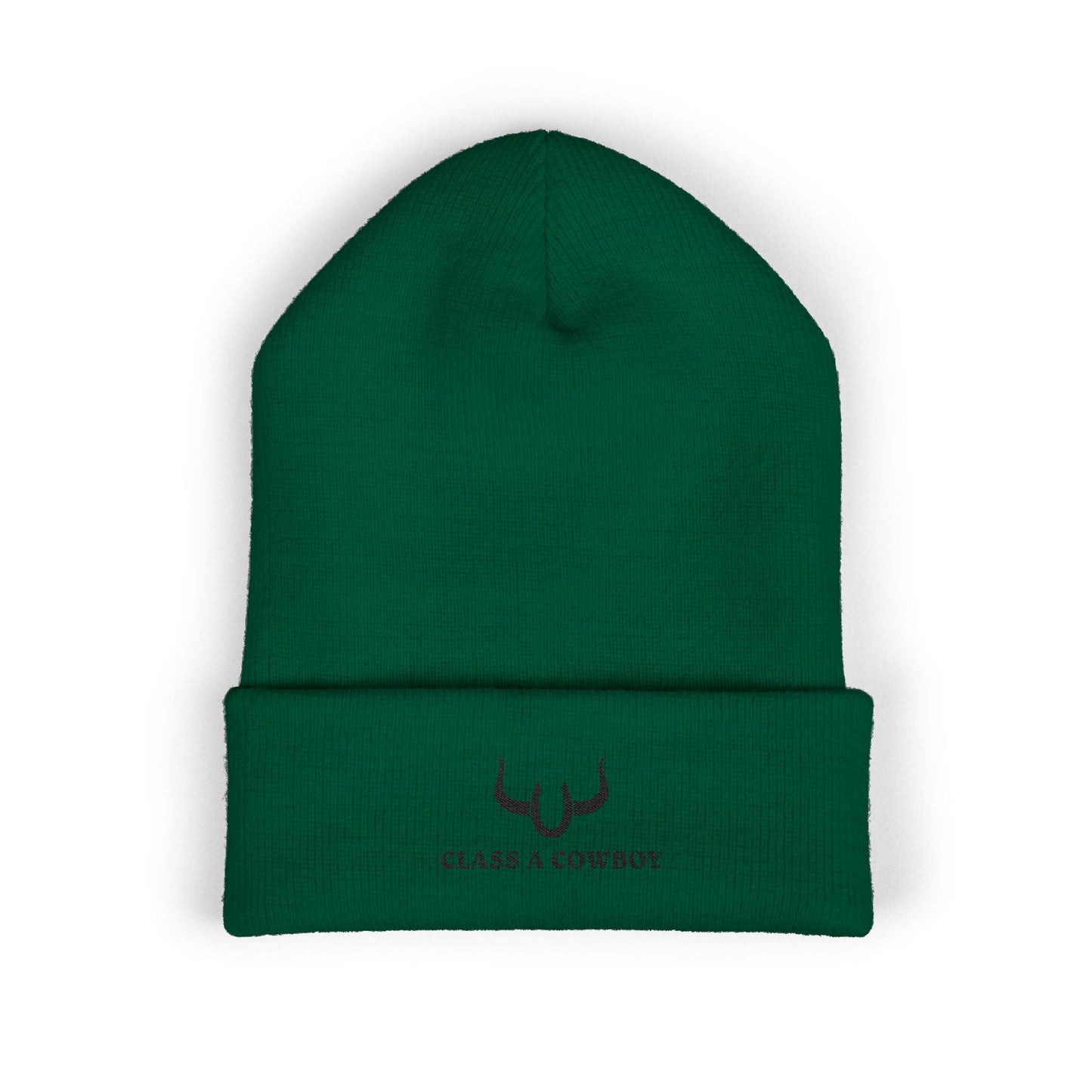 Classic Cuffed Beanie — "Class A Cowboy" Embroidered Western Knit Hat