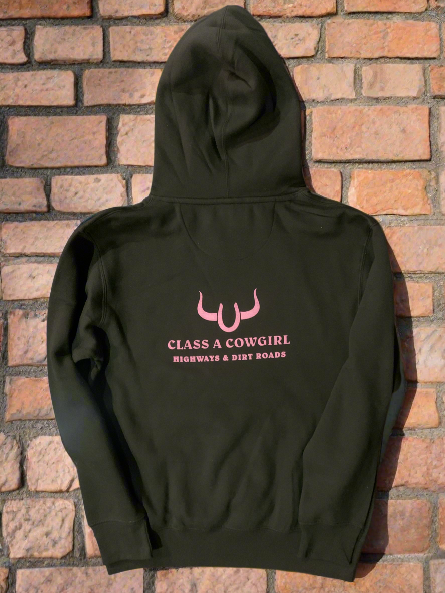 Class A Cowgirl Black with pink logo