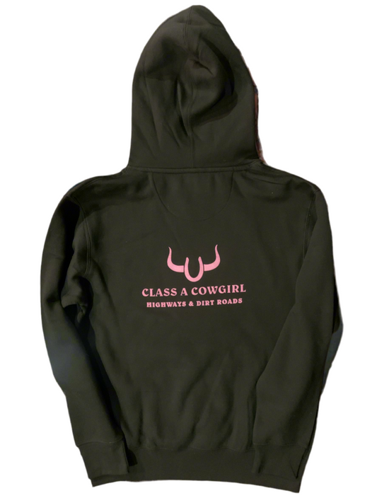 Class A Cowgirl Black with pink logo
