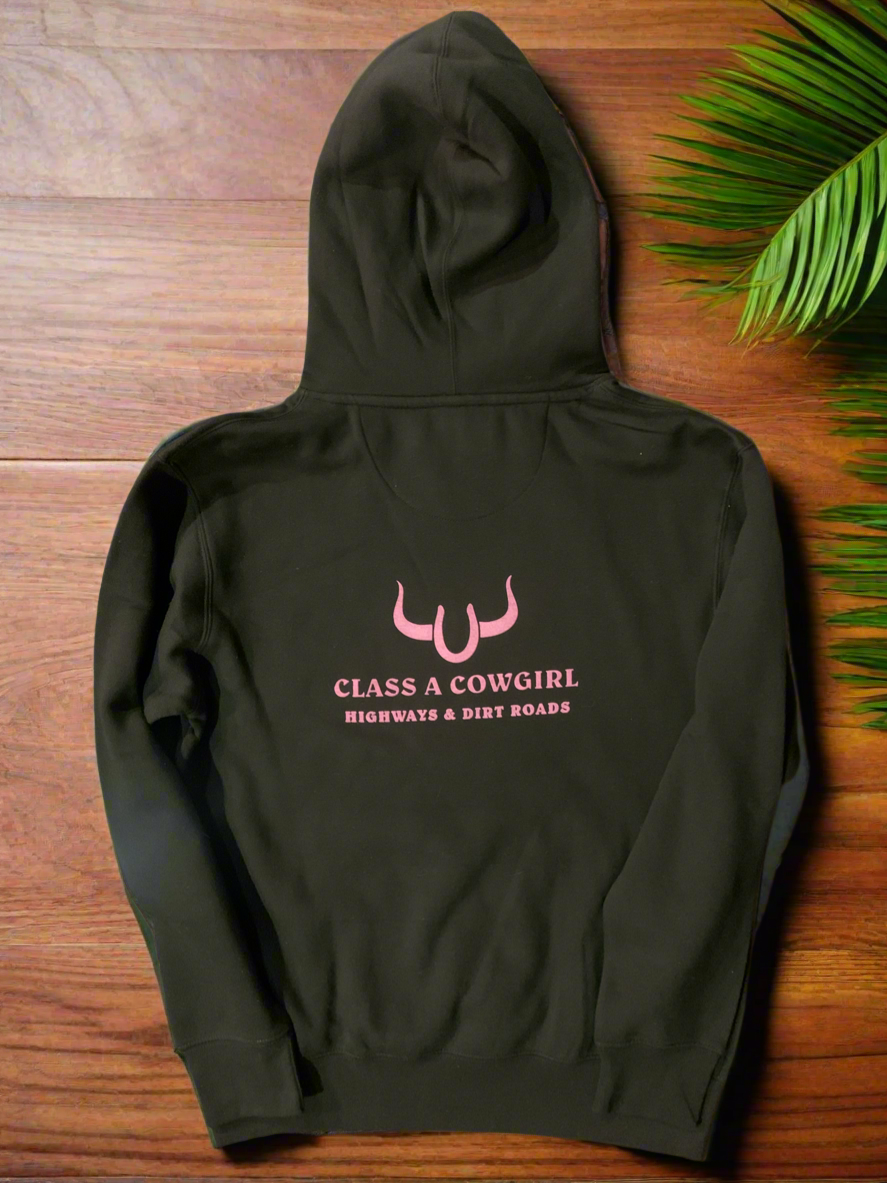 Class A Cowgirl Black with pink logo