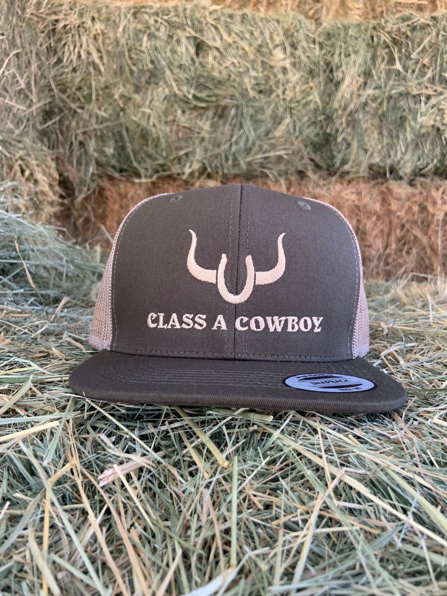 Olive green & beige Class A Cowboy trucker hat